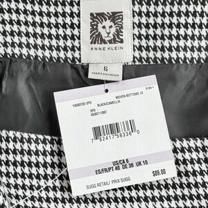 New Anne Klein Houndstooth Pencil Straight Skirt Women 6 S Retro Office Moto Zip